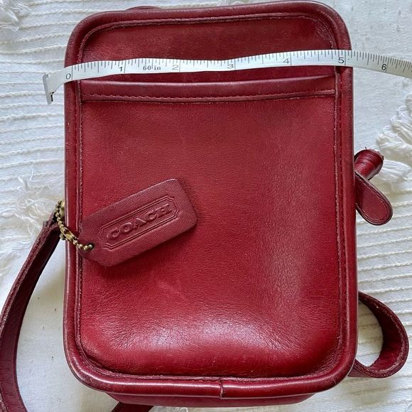 VINTAGE COACH CAMERA Bag Red Leather Shoulder Crossbody Handbag Purse H5C- 9973 - Picture 11 of 16